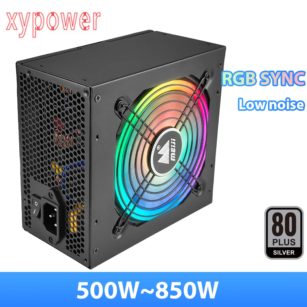 

XY 500W 600W 650W 700W 750W 850W PC silver Medal RGB PSU Unit Black Game Mute 120mm Fan ATX Desktop Power BTC Computer