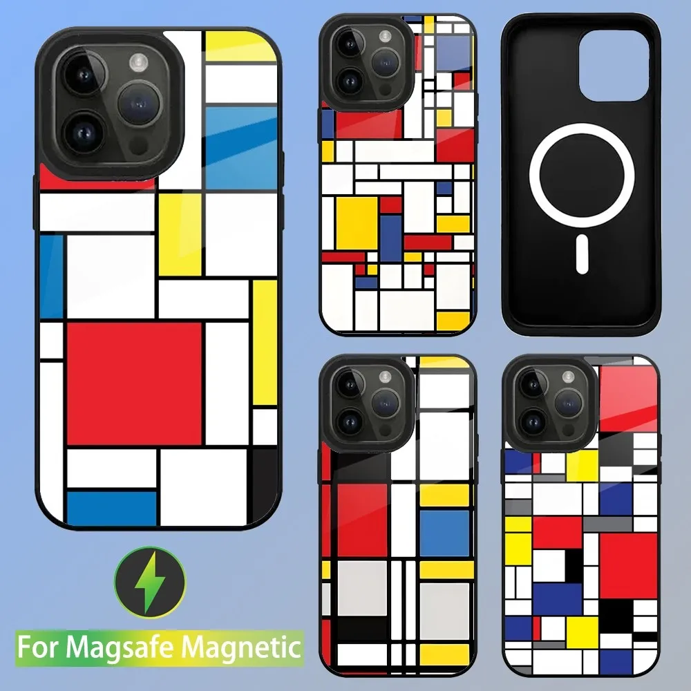 Чехол для телефона с абстрактным рисунком Питер Мондрия в стиле Баухаус iPhone16 15 14