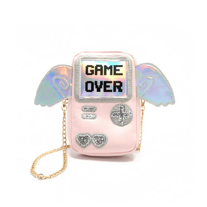 

Модная креативная сумка через плечо для игровой консоли, модные милые сумки с отражающей цепочкой для девушек, розовые дизайнерские кошель...