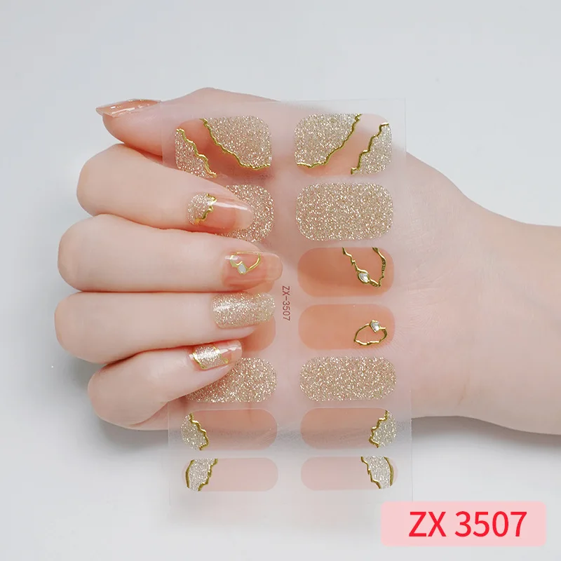 

14 Tips Transparent Colored Design Nail Stickers DIY Nail Oil Film Full Cover Self-stick Nail Art Stickers Woman Manicure Decal