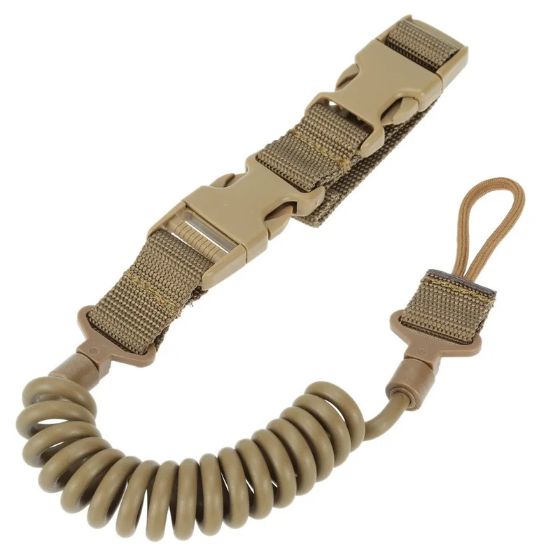 

Tactical EDC Telescopic Sling Lanyard Pistol Spring Sling with Buckle Flashlight Safety Rope Keychain Strap Hunting Accessories