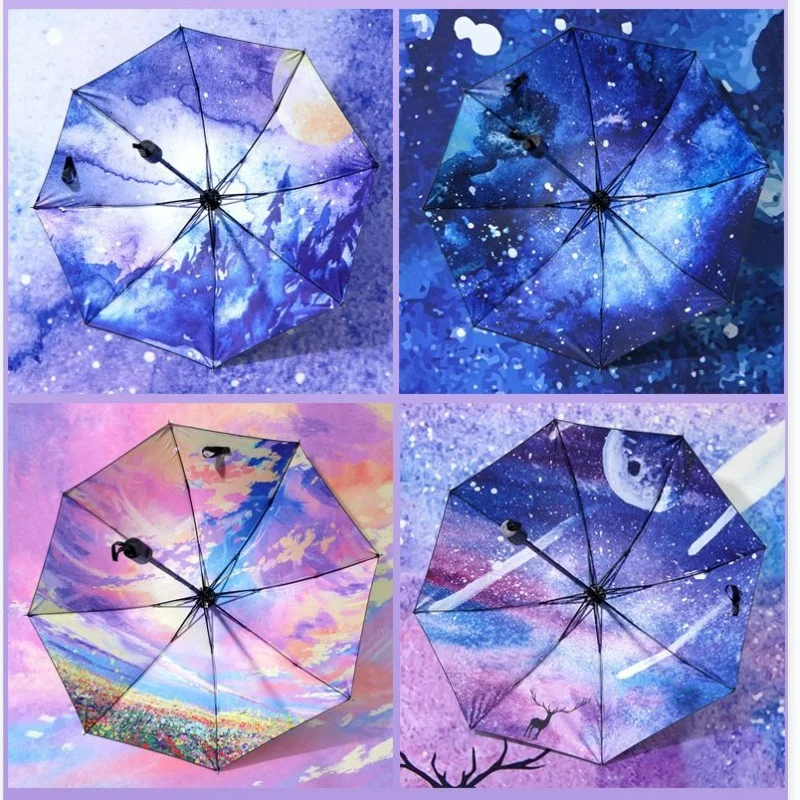 

Зонт Автоматический прочный с защитой от УФ-лучей и звездным небом