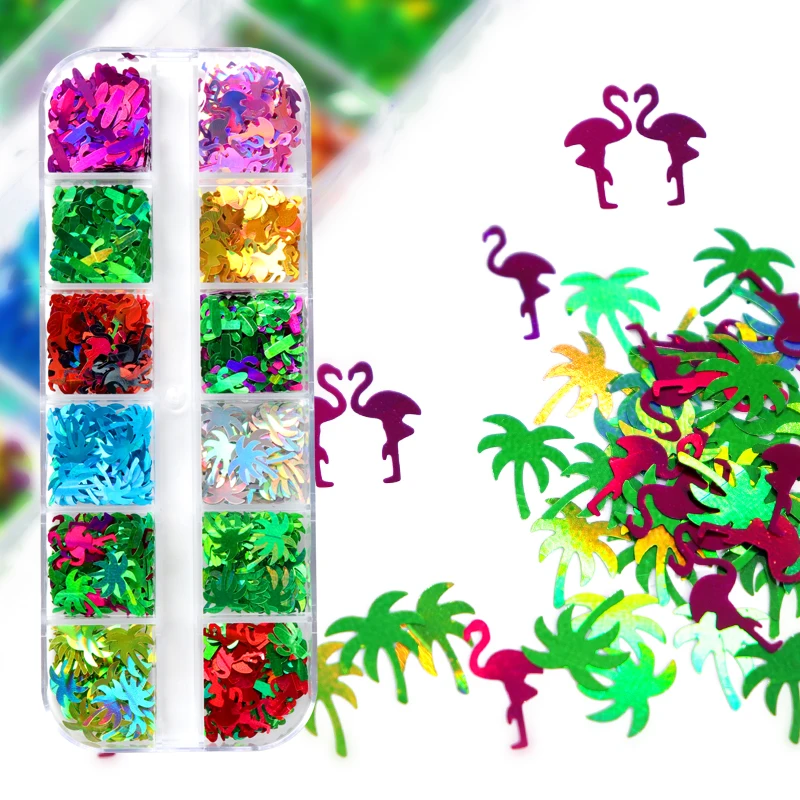 

Epoxy Resin Filling Accessories Glitter Flamingo Palm Tree Cactus Sequin Resin Filler Silicone Mold Slime DIY Nail Art Decor
