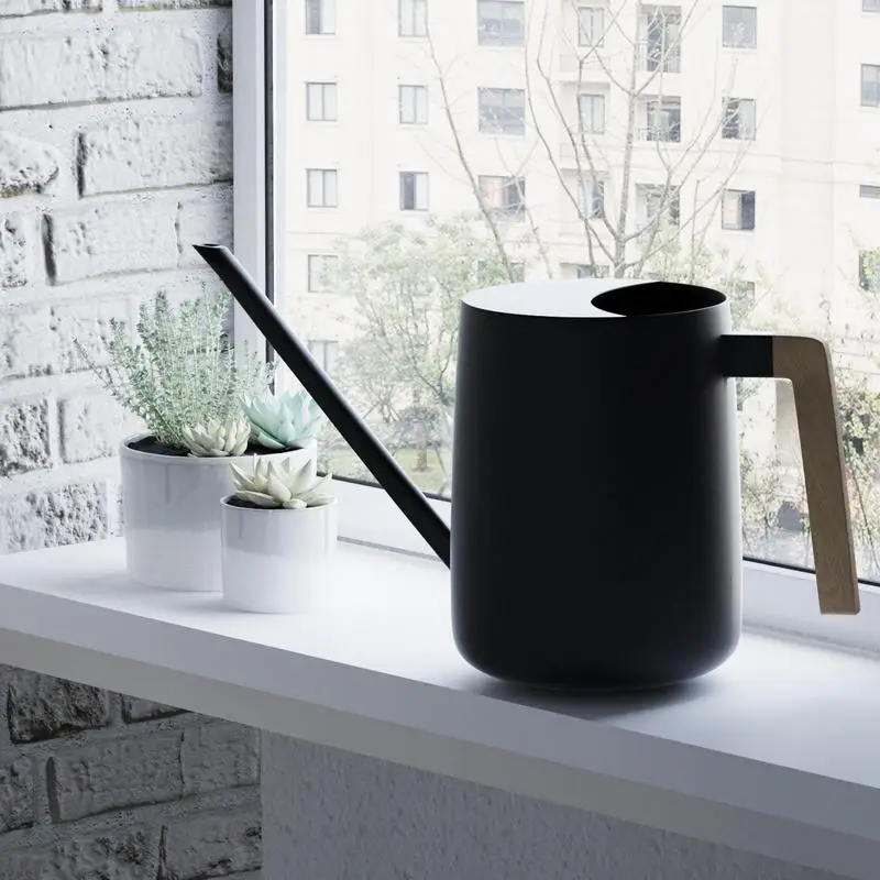 

1PC Simple Black Long Nozzle Watering Can Small Watering Pot Retro Metal Gardening Watering Can Stainless Steel Watering Kettle