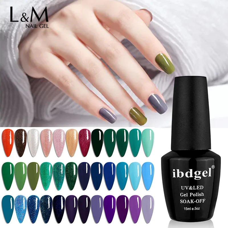 L & M Гель-лак для ногтей 15 мл великолепный Цветной отмачиваемый УФ светодиодный