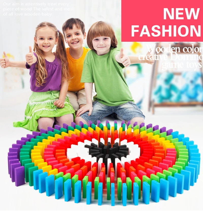 

Domino Blocks Kits Color Sort Wooden Toys For Children Rainbow Wood Dominoes Games Early Educational Kids Baby Toy Birthday Gift