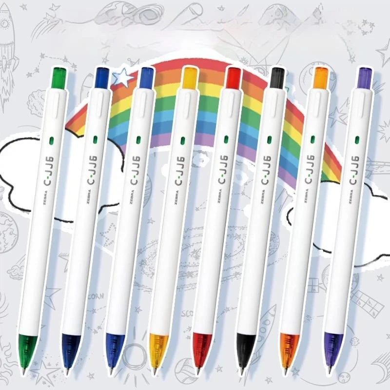 

1pcs Zebrajj6 Rainbow Push Neutral Pen Student Black Pen 0.5mm Writing Color Signature Pen Diary Graffiti Painting Stationery