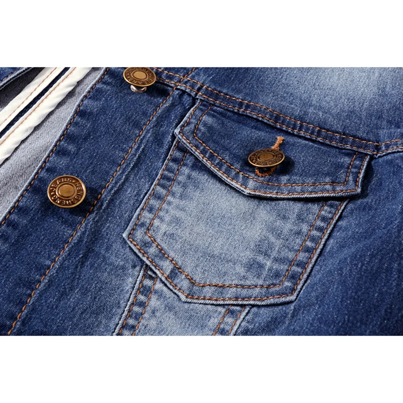 Винтажная синяя эластичная Облегающая джинсовая куртка Женское пальто женская с