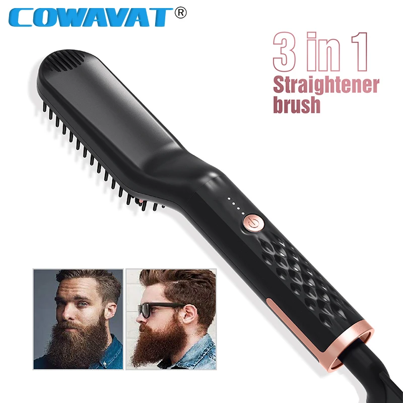 

3 in 1 Hot Combs Hair Straightener Multifunctional Brush Beard Straightener Straightening Comb Hair Curler Quick Hair Brushes