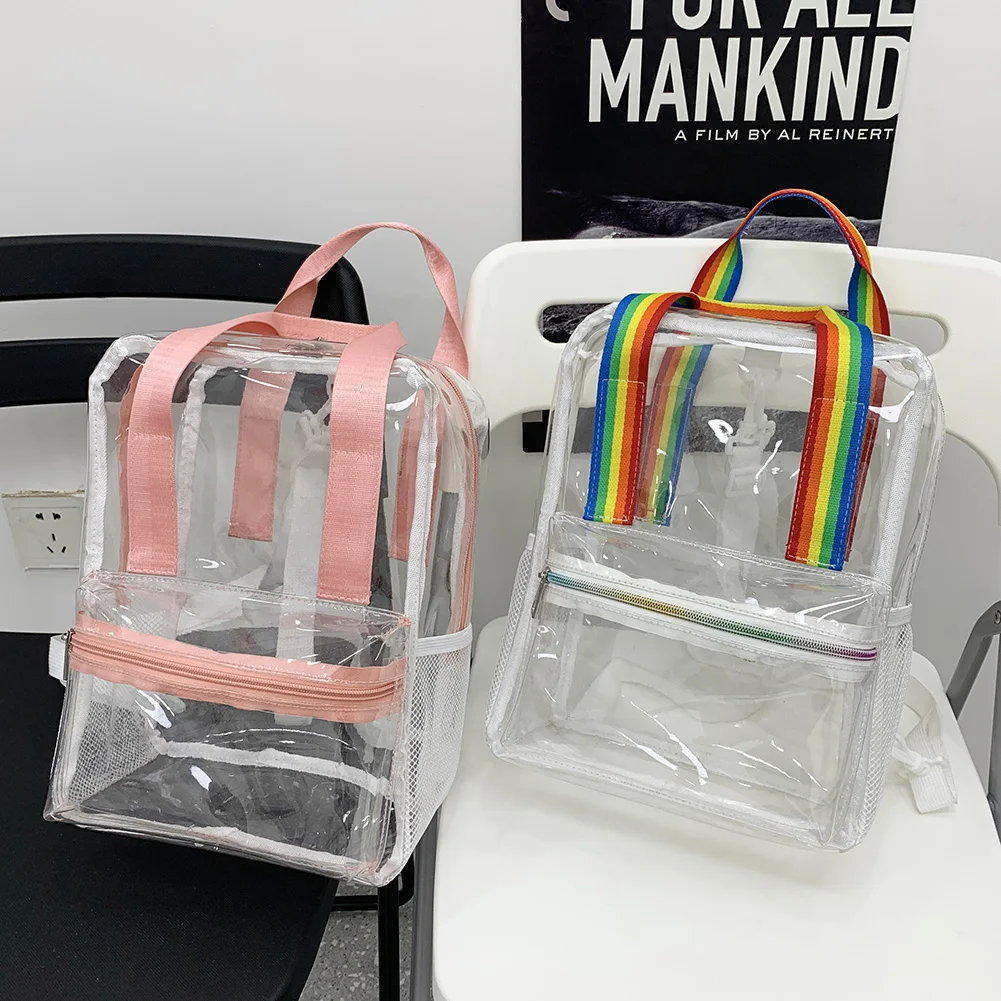 

Portable Clear PVC Schoolbag Teenager Backpack Women Backpack Waterproof Fashion Female Portable Schoolbags
