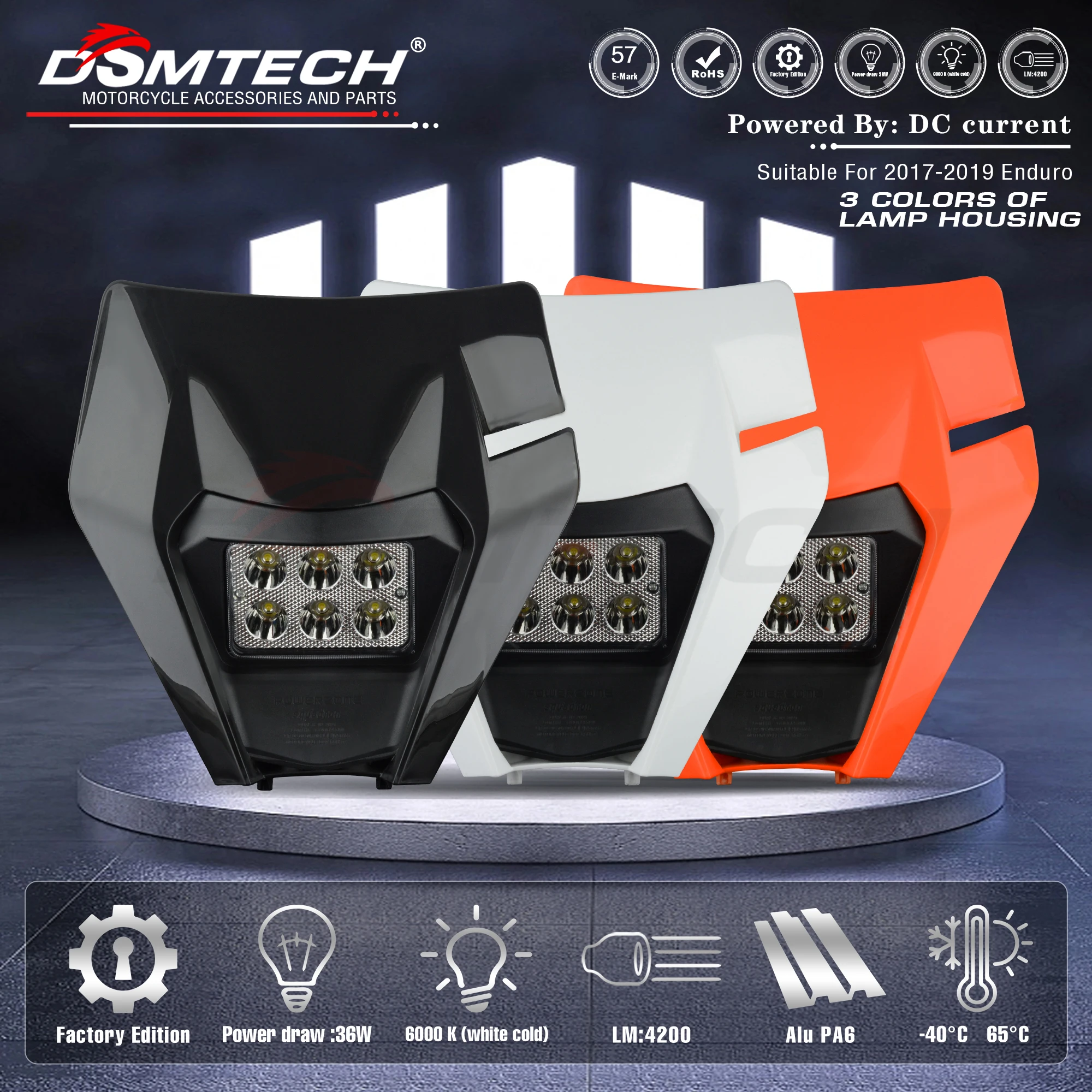 Фото DSMTECH мотоциклетная фара, светодиодная для KTM SX F EXC XCF SMR 2014 2015 2016 2017-2023, универсальный велосипед для грязи MX Enduro №3