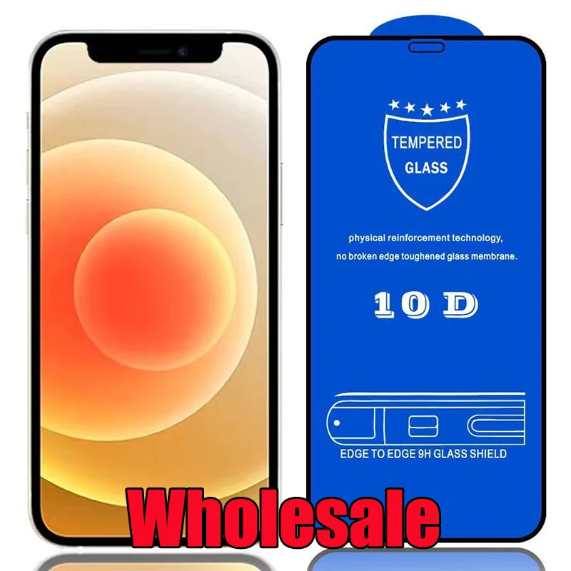 

Wholesale 10D Tempered Glass Full Glue Cover Curved Screen Protector Film For iPhone 13 Pro Max 12 Mini 11 XS XR X 8 7 6 Plus SE