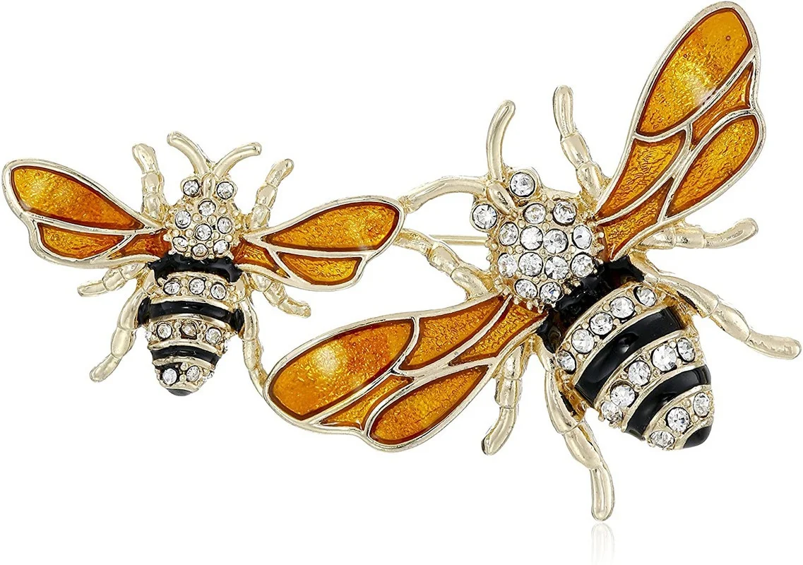 

Эта красивая роскошная брошь в виде пчелы с инкрустированными бриллиантами золотыми тонами, Женская Модная бижутерия