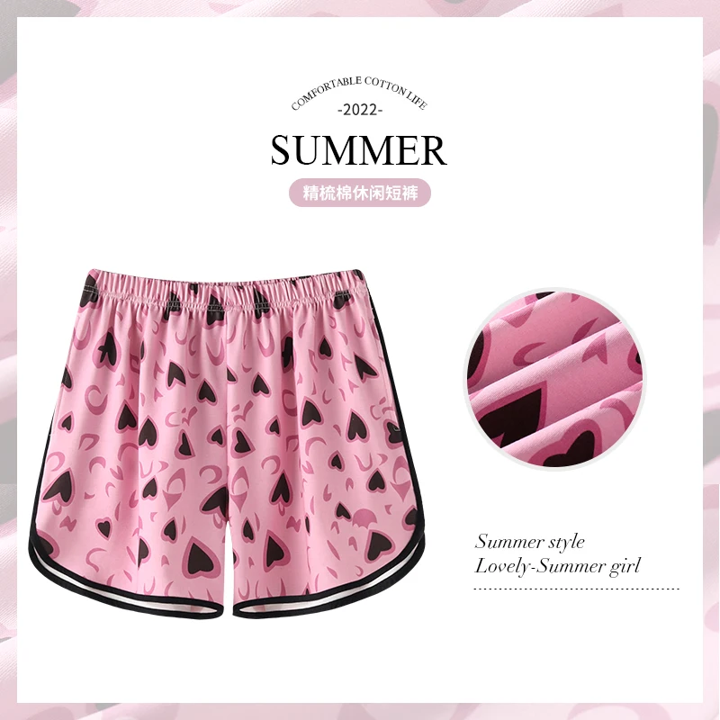 New Printed Cotton Loose Ladies Pajama Pants Pyjama Women Sleep Bottoms Lounge Wear Sleep Pants Summer Female Plus Size Shorts