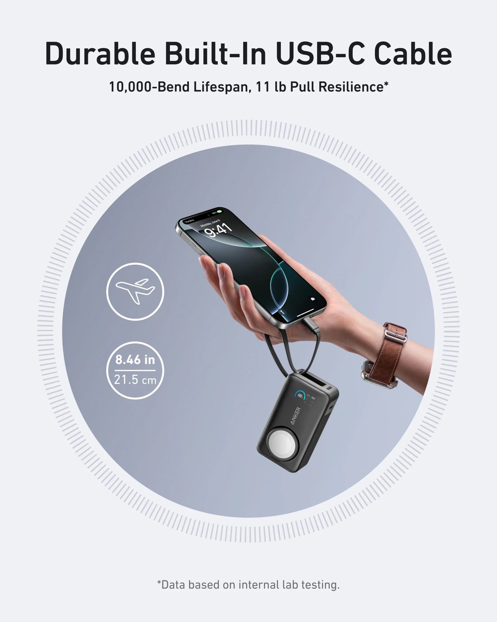 Фото Внешний аккумулятор Anker MagGo Power Bank 10000 мАч 35 Вт со встроенным кабелем USB-C для iPhone 17, 16, 15, 14, 13 и Apple Watch №4