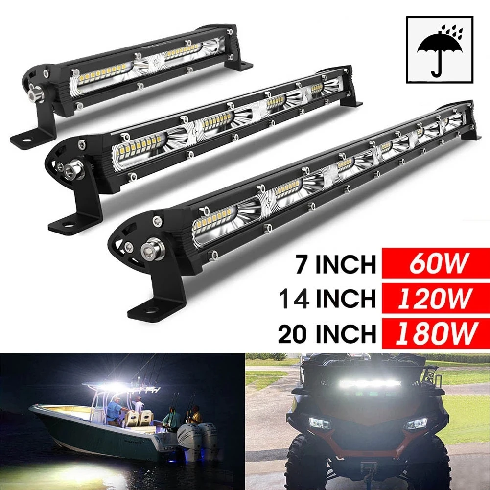 

7/14/20 inch LED Bar Offroad Spot Flood LED Light Bar Single Row for Jeep Truck Car SUV 4WD 4x4 Boat ATV Barra Ultra Slim12V/24V