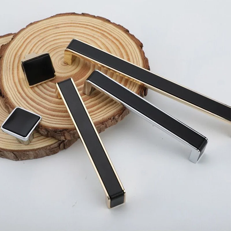 

Nordic Cabinet Drawer Furniture Handle Kitchen Cupboard Wardrobe Luxury Black Gold Chrome Dresser Closet Square Room House Knob