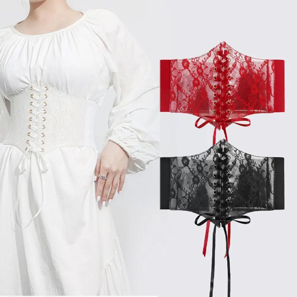 

Slimming Body Lace Belts For Women Pu Leather Waistband Elastic High Waist Strap Stretch Shaping Girdle Dress Belt O7y4