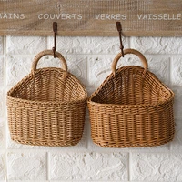 kitchen storage basket with handle woven hanging baskets for living room fruit sundries organizer home decor hand woven baskets