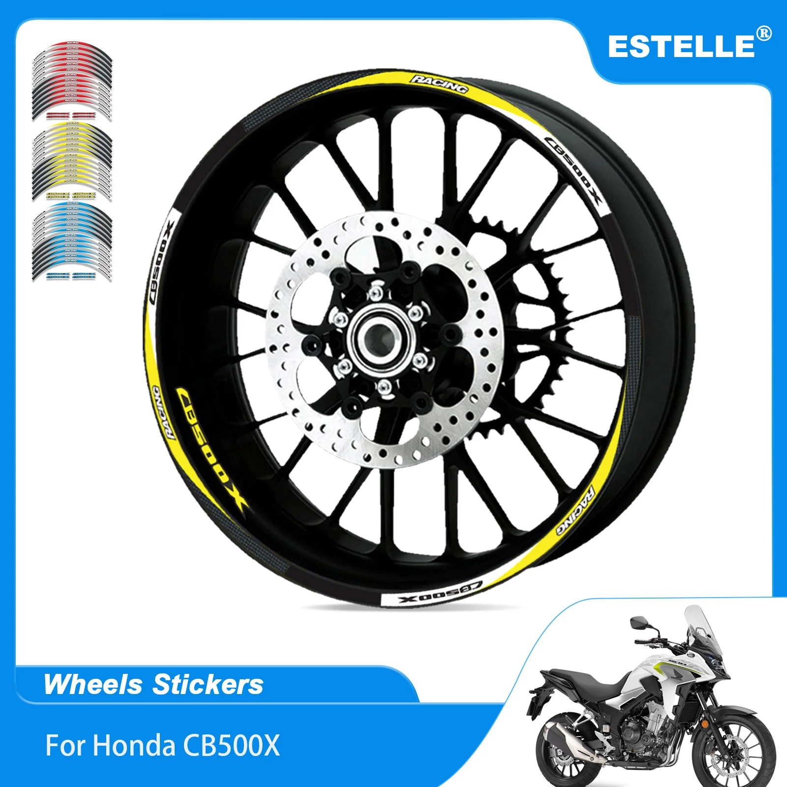 

Hot Sell Motorcycle Outer Tire Wheel Hub Sticker Reflective Moto Rim Decoration Decal For Honda CB500X CB 500X All Years