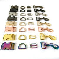 1 set metal buckle d ring adjuster hook dog collar harness leash accessory hardware sliders straps belt webbing clasp loop