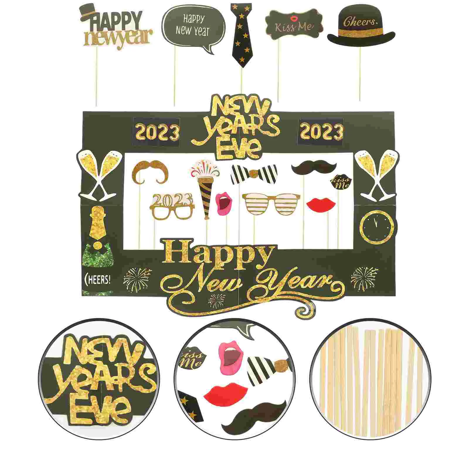 

New Year Props Photo Party Booth Selfie Eve Frame Supplies Happy Prop Decorations Favors Accessories Photography Holiday S Picks