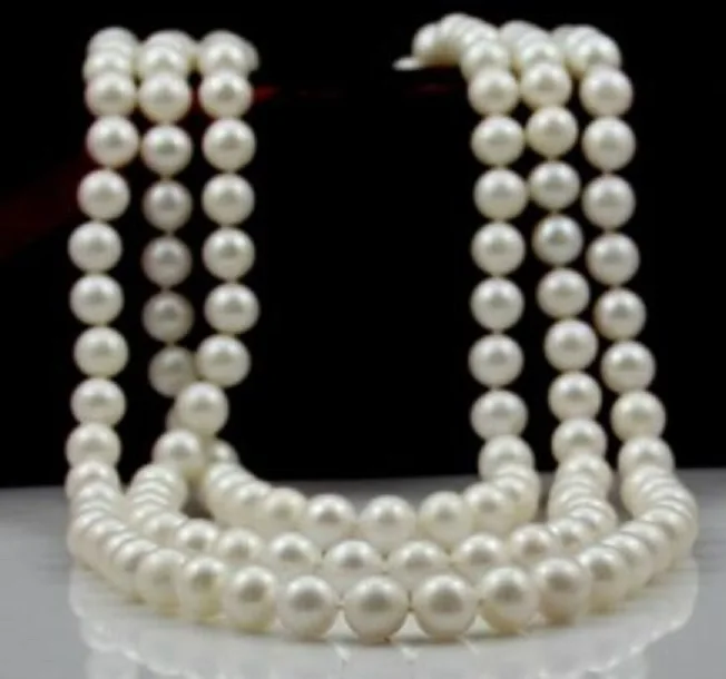 

classic 9-10mm south sea white round pearl necklace 54"