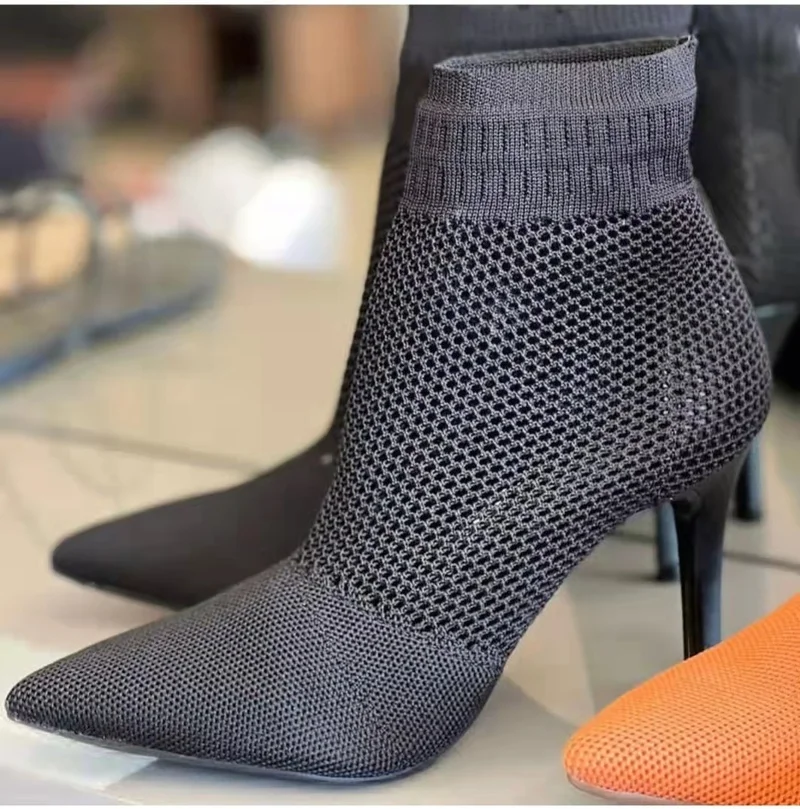 2022 New Winter Sexy Socks Boots Knitted Elastic Boots High Heels Women's Retro Shoes Autumn Ankle Boots Short Boots Women 35-43