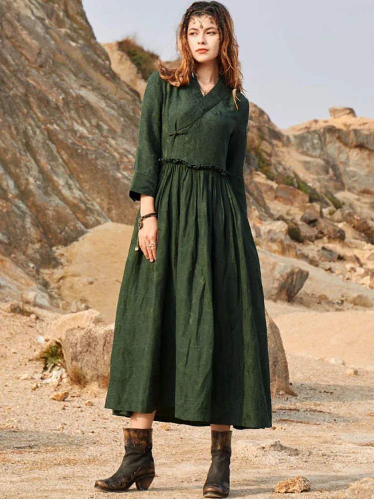 Johnature Women Design Retro Button 