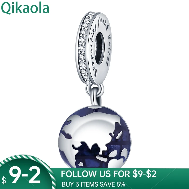 

2020New silver color Blue Planet Pendant Bead Fit Original 3mm Bracelet&Bangle For Women Birthday Fashion Jewelry Gift