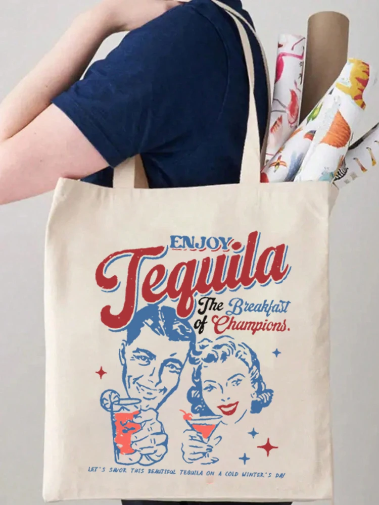 1 шт. большая сумка с буквенным узором Наслаждай текилой для покупок винтажная