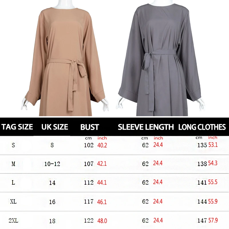 Women Muslim Robe with Belt Casual Solid Color Long Sleeve Loose Dress Abaya Dubai Turkey Kaftan Prayer Dress Robe Islam Clothes
