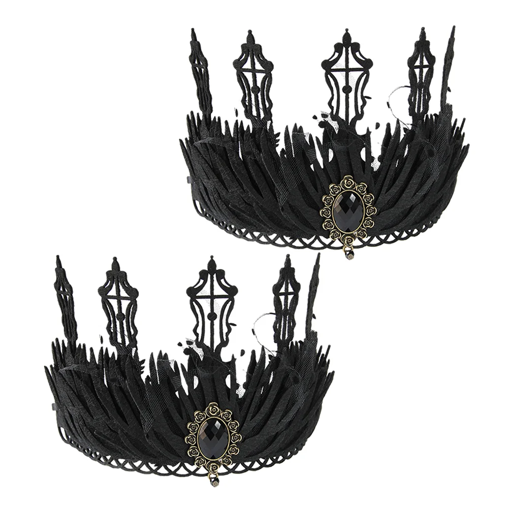 

2 Pcs Witch Crown Women's Head Accessories Crowns Cosplay Tiara Wedding Woman Polyester Costume Party