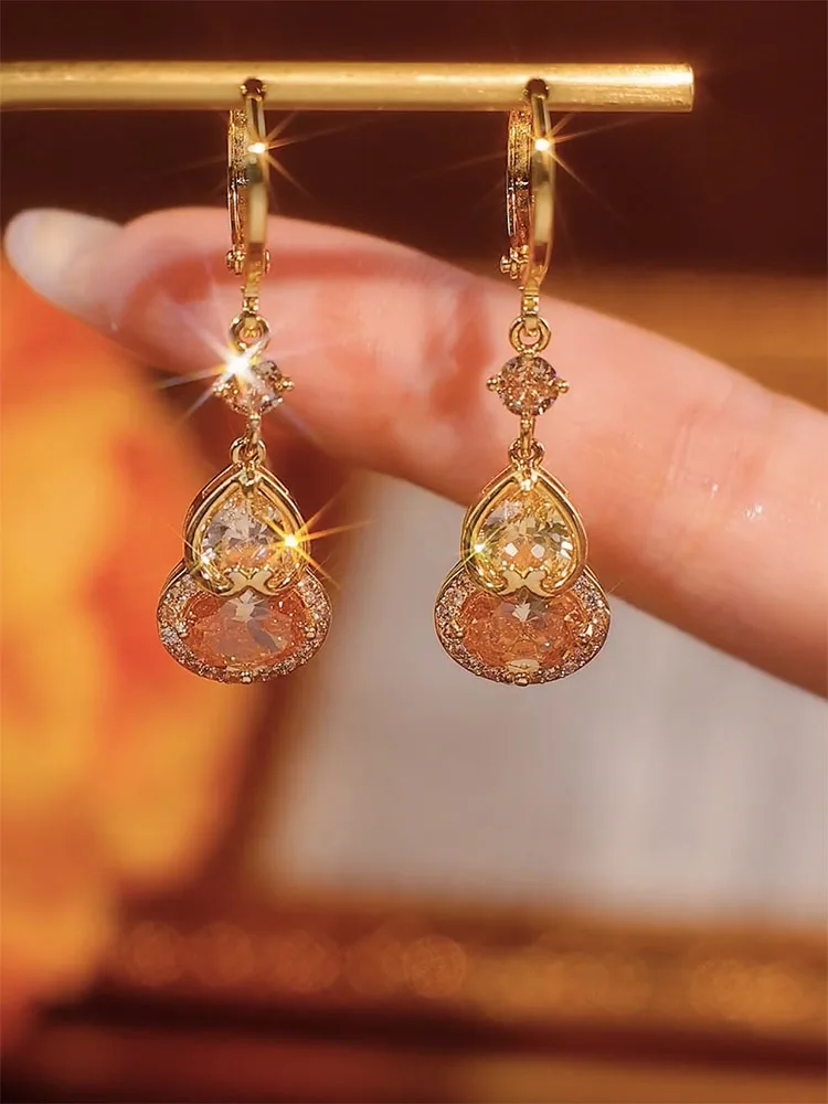 Серьги Maillard кофейного цвета с цирконием и тыквой Элегантные изысканные