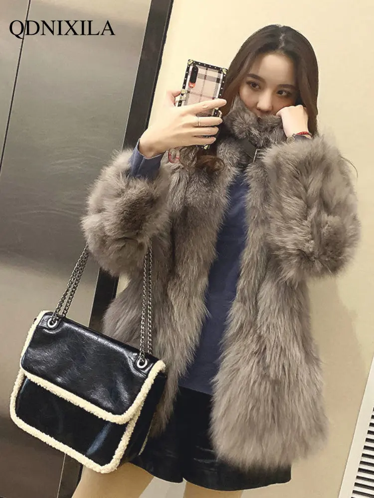 2022 Winter Coat for Women Korean Fashion Imitation Fox Faux Fur Coat New In Outdoor Clothes Fur Jacket Coat Women Free Shipping