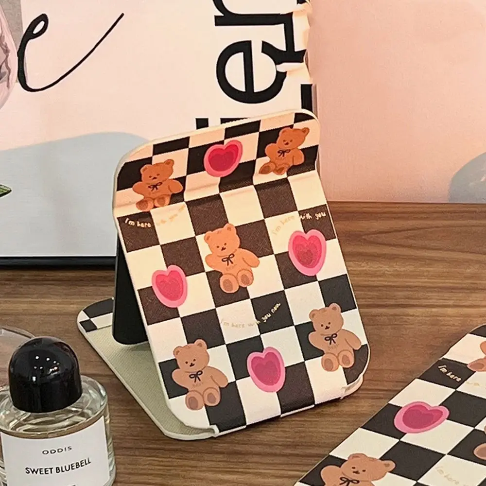 Красота из искусственной кожи настольная подставка зеркало с цветком складное