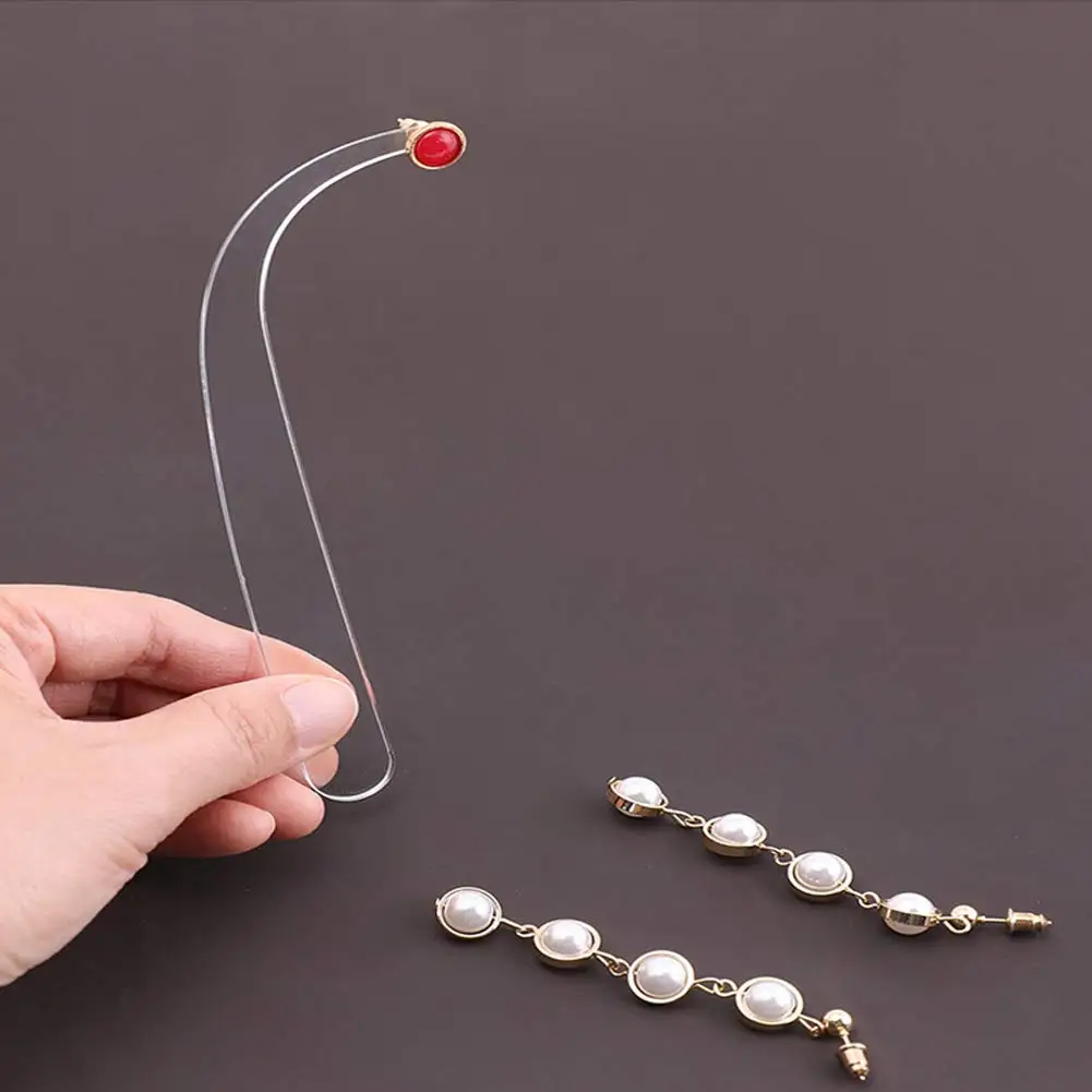 1Pcs Transparent Acrylic Earrings Try On Sticks Earrings Display Props Strip For Earrings Studs Jewelry Tool Findings