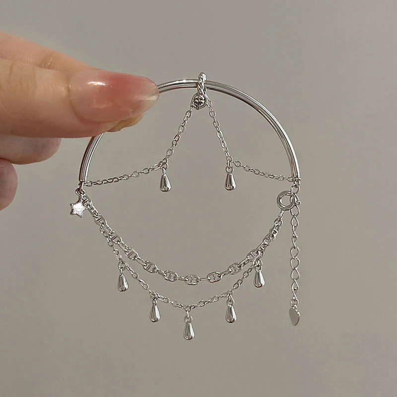 Изысканный женский браслет в Корейском стиле с подвеской виде синей звезды