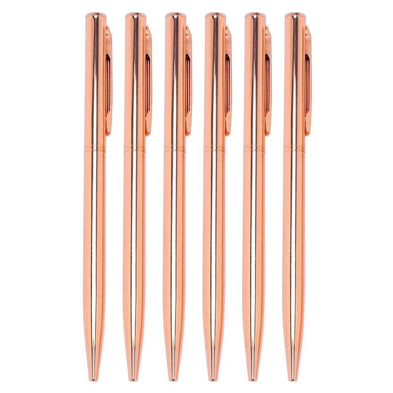 

Slim Metallic Retractable Ballpoint Pens - Rose Gold, Nice Gift For Uniform Office Students Teachers Wedding Christmas, Medium P