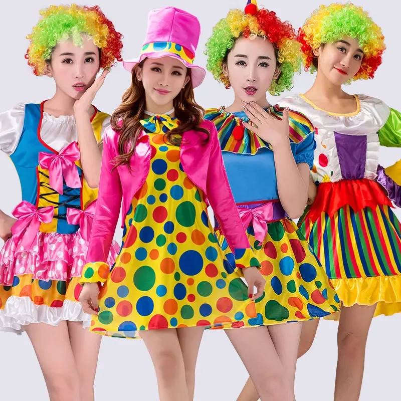 Одежда клоуна женское платье костюм нарядная униформа для выступлений вечеринки