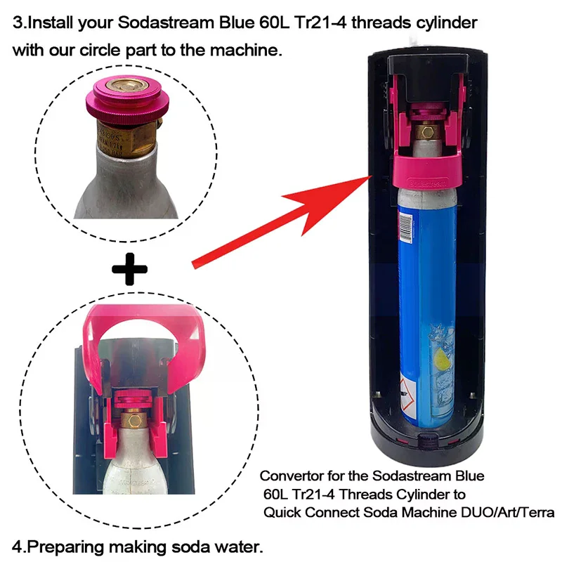 Фото Блок быстрого подключения CO2 для Sodastream Blue 60L, подходит для DUO/Art/Terra/Crystal 3.0/Gaia, с резьбой TR21-4 №4