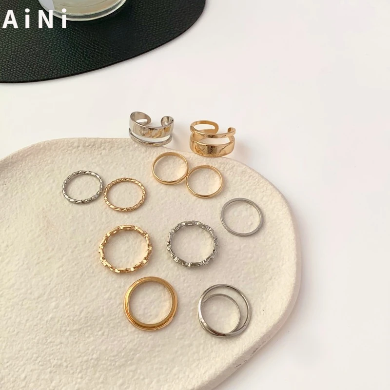 

Exquisite Korean Style Ring Creative Network Celebrity Seven Piece Set of Joint Ring Popular Design of Modern Jewelry