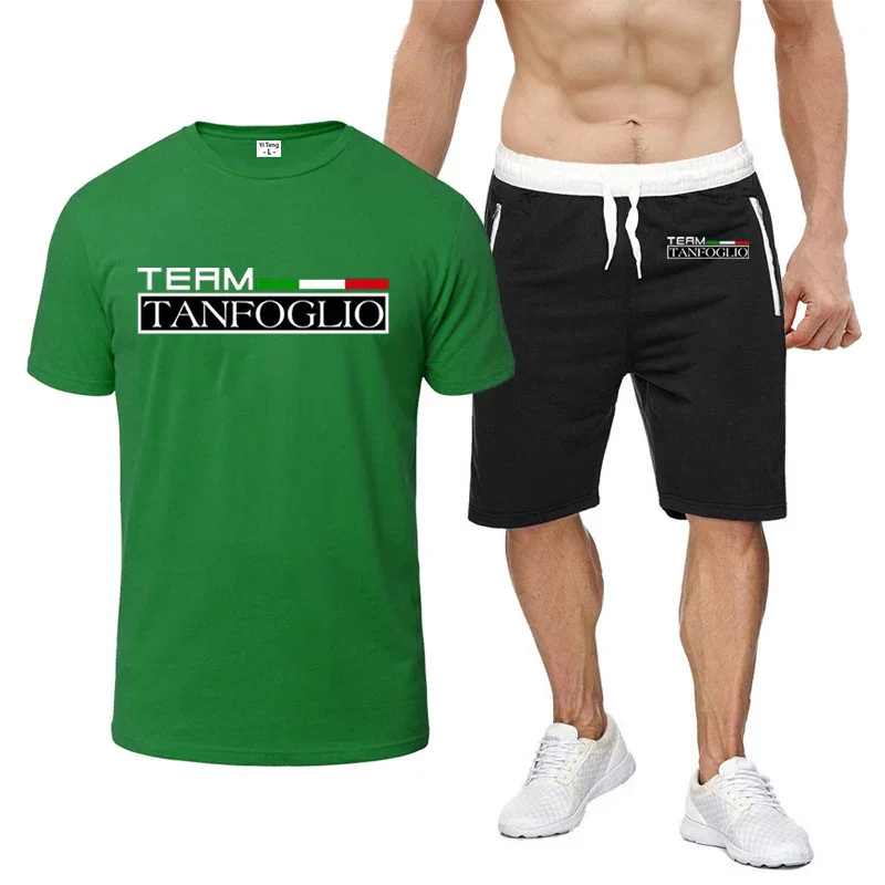 Мужская брендовая летняя Удобная футболка с принтом и короткие брюки Новинка 8