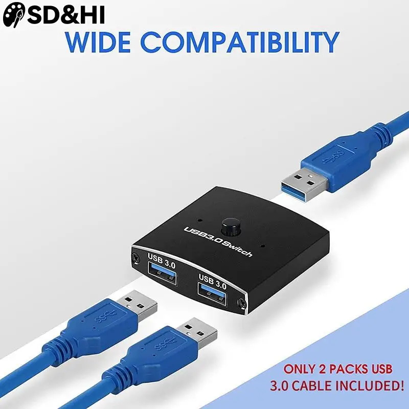 

1Pc USB 3.0 Switch Selector Switch 5Gbps 2 In 1 Out USB Switch USB 3.0 Two-Way Sharer Voor Printer Keyboard Mouse Share