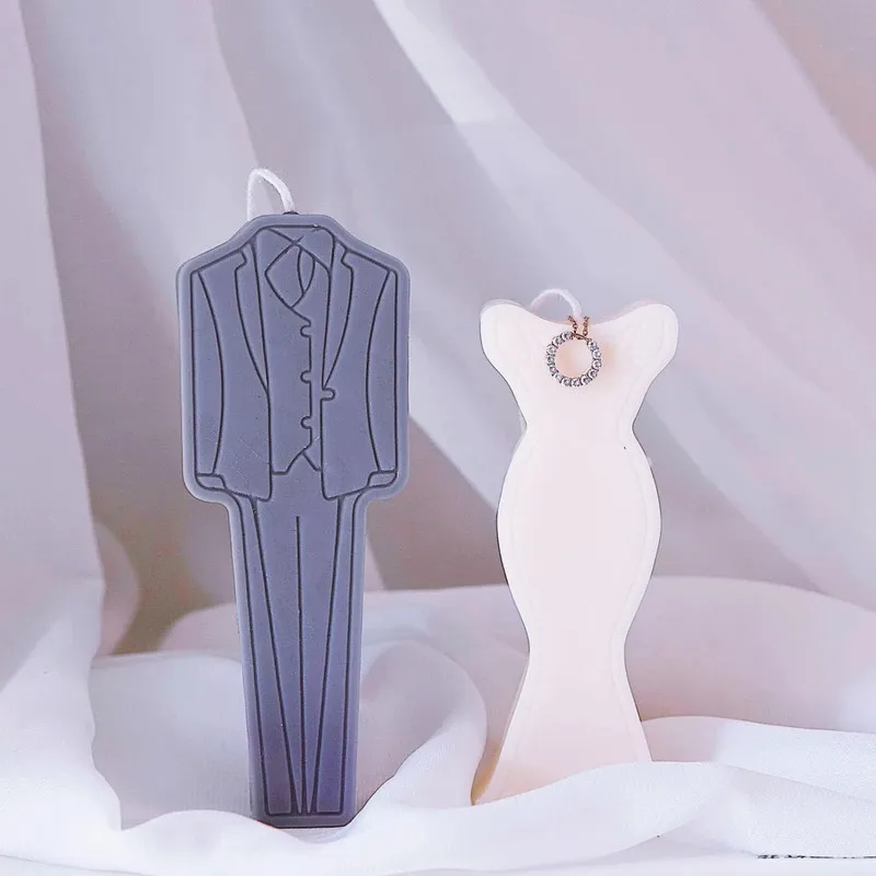 

3D Bride and Groom Wedding Dress Silicone Mold Candle Soap Chocolate Mould fondant cake mold DIY Plaster Resin Art Candle Mould