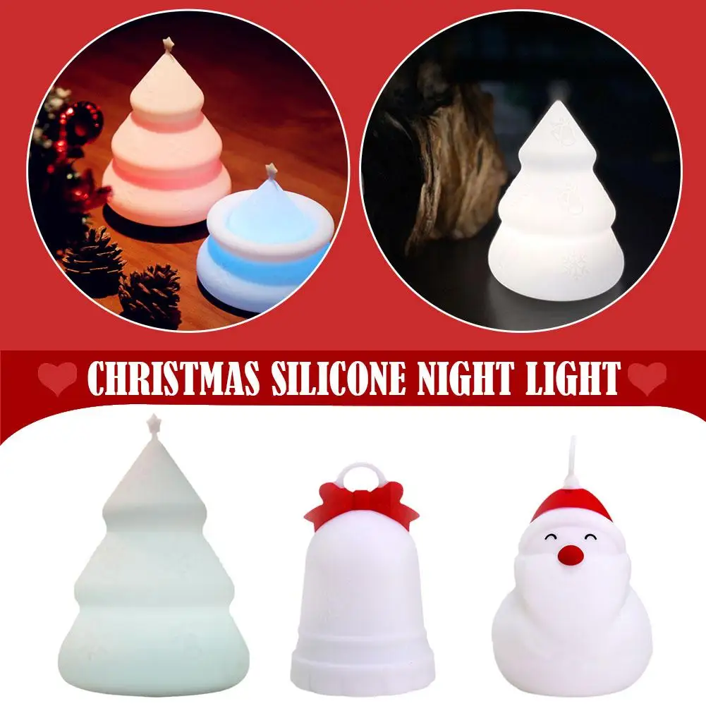

Рождественская светодиодная Ночная лампа, Санта-Клаус, елка, колокольчик, Usb-ночник, датчик настроения, силиконовая лампа для детской спальни, декор U4n6