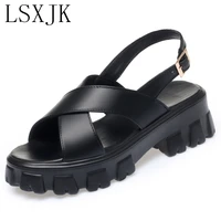 lsxjk women sandals roman 2022 summer new real leather ladies sandals large size 41 42 43 platform fashion sandals girl