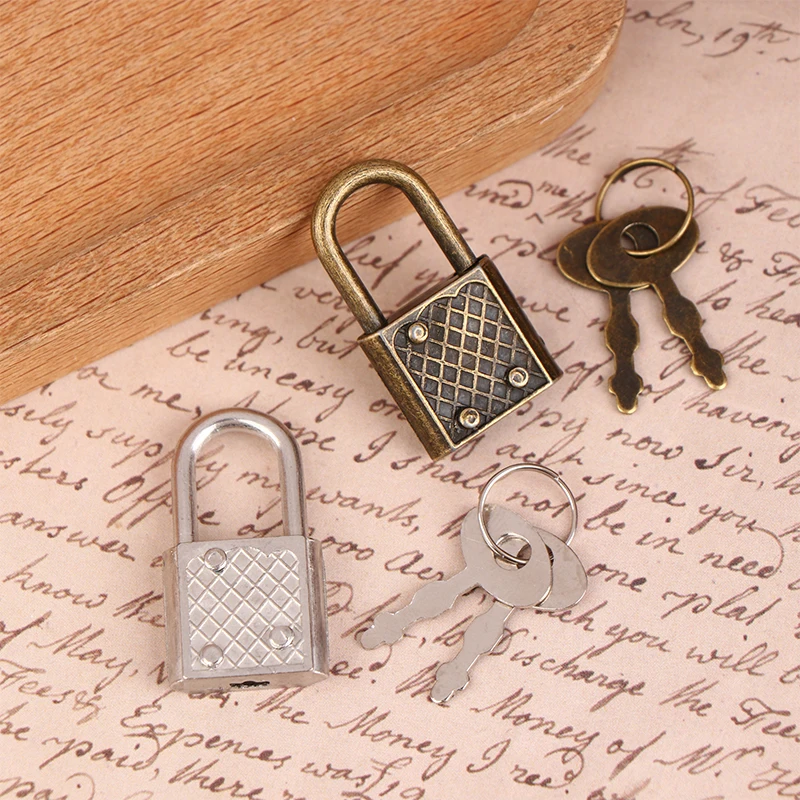 1 Pc Mini Retro Padlock For Notepad Diary Small Luggage Box Lock With Keys Zinc Alloy Suitcase Locker Hardware Set
