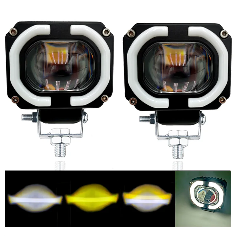 

Motorcycle LED Headlight Spotlight Amber White Dual Light Work Light Fog Lamp Driving Lamp for Offroad Tractor Truck 4x4 12V 24V