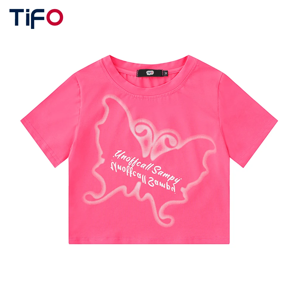 

Butterfly Pattern Print Short Top Women Summer Chic Casual Crew Neck Slim Short Sleeve T-shirt